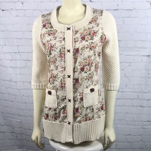 HWR Anthropologie Cream Cardigan Sweater Sm NWOT